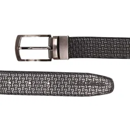 LOUIS STITCH Men Black Textured Leather Reversible Belt image 4