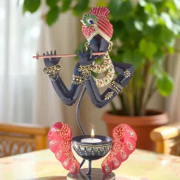 Golden Peacock Handcrafted Krishan Candle Holder Cum Showpiece-picture-28