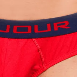 Bonjour Men Red & Blue Solid Low-Rise Briefs RMA9S3803S-PO1-RD image 2