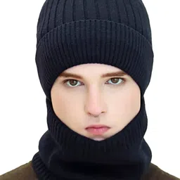 iSWEVEN Unisex Blue Self-Design Beanie image 2