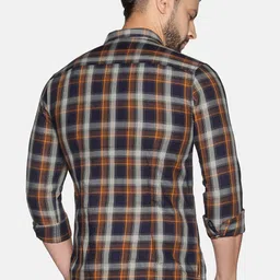 SHOWOFF Men Mustard Slim Fit Checked Casual Shirt image 5