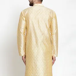 Jompers Men Gold-Coloured Woven Design Straight Kurta image 3