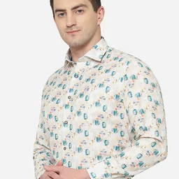 Greenfibre Men Slim Fit Printed Cotton Formal Shirt image 5