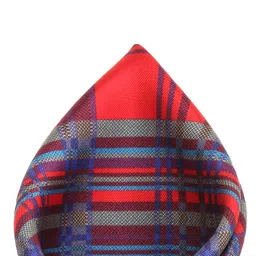 Alvaro Castagnino Red & Blue Checked Silk Pocket Square image 3