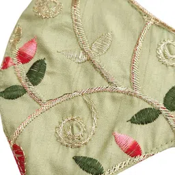 Ariana Women Pack Of 2 Green & Blue Intricate Floral Embroidered Reusable 2-Ply Face Masks image 2