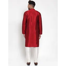 Jompers Men Maroon & White Solid Kurta with Churidar image 2