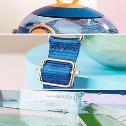 YK Blue Soft Silicone Straw & Adjustable Strap Water Bottle 450ml image 4