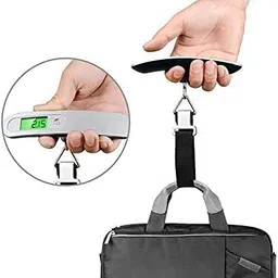 GLOBAL IMPEX Digital Metal Luggage Weighing Scale For Flight Travel Shop Home Portable Hanging Weight Machine For Bags And Baggage Included Battery - 50 Kg LCD Display Steel (Pack of 1) image 5