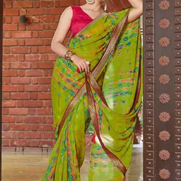 KALINI Women Abstract Printed Pure Chiffon Designer Saree image 2