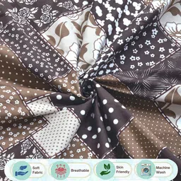 FABINALIV Navy Blue & Black Geometric Printed 300 TC Super King Bedsheet Set 2.7 m x 2.7 m image 3