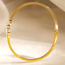 Rubans 18K Gold-Plated White Enamel Clover Stainless Steel TarnishFree Waterproof Bracelet image 4