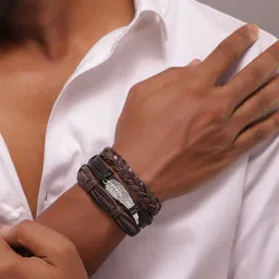 The Roadster Lifestyle Co Men Set Of 4 Adjustable Wrap Bracelets-picture-39
