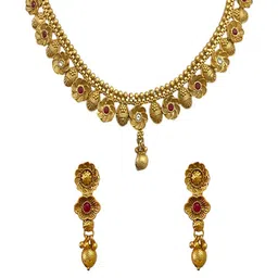 AccessHer Gold Plated Stones Studded Antique Rani Haar Jewellery Set image 3