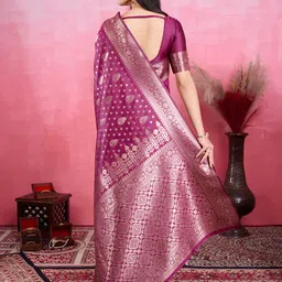 Durga Textile Ethnic Motifs Woven Design Zari Kanjeevaram Saree image 5