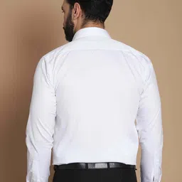 TAG 7 Straight Fit Spread Collar Long Sleeves Chambray Weave Satin Cotton Formal Shirt image 2