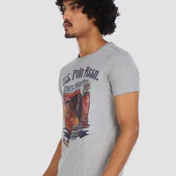 U.S. Polo Assn. Denim Co. Men Grey Printed Slim Fit Round Neck T-shirt image 4