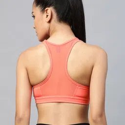 Puma Women Peach-Coloured Solid Mid Impact 4Keeps Removable Padding Workout Bra 52030524 image 2