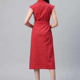 Cottinfab Checked Tie-Up Cotton Shirt Style Midi Dress image 5