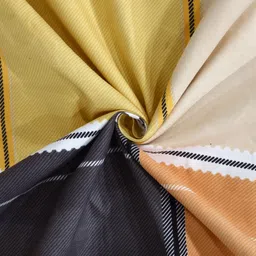 Arrabi Yellow & Cream Geometric 300 TC Super King Size Fitted Bedsheet & 2 Pillow Covers image 4