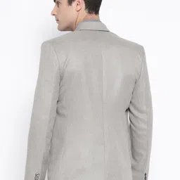 Luxrio Men Grey Self Design Twill Slim Fit Single-Breasted Formal Blazer image 4