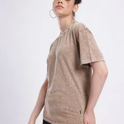 glitchez Drop-Shoulder Sleeves Washed Effect Oversized Cotton T-shirt image 3