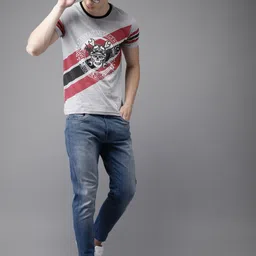 HERE&NOW Men Blue Tapered Fit Mid-Rise Clean Look Stretchable Cropped Jeans image 3