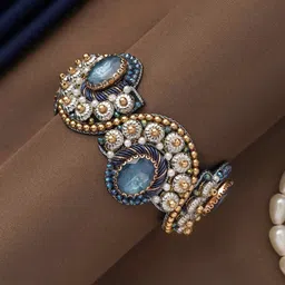 EVERSTYLISH Sanjoya Stone & Beads Hand Embroidered Cuff Bracelet image 5