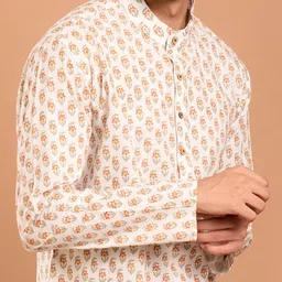 Aaheli Ethnic Motifs Block Printed Pure Cotton Straight Kurta with Pyjamas image 5