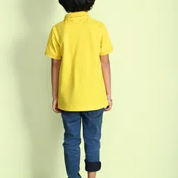 NUSYL Boys Typography Printed Polo Collar Cotton T-shirt image 3