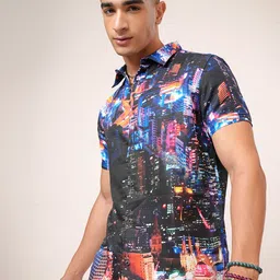 HIGHLANDER Men Blue Slim Fit Opaque Printed Casual Shirt-picture-47
