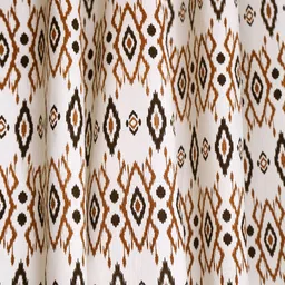 Cortina Brown & White 2 Pcs Ethnic Motifs Room Darkening Cotton Long Door Curtains image 3