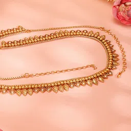 Rubans 22K Gold-Plated White Stones Studded Leaf Design Waist Chain Kamarbandh image 4