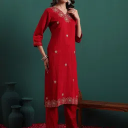Royal Export Women Ethnic Motifs Embroidered Kurta with Churidar & Dupatta image 5