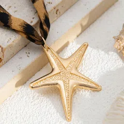 AQUASTREET Boho Style Leopard Print Fabric and Starfish Pendant Necklace image 5