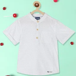 Nauti Nati Boys Standard Polka Dots Printed Band Collar Pure Cotton Casual Shirt-image-83
