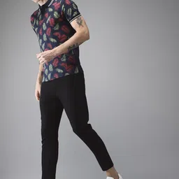 Moda Rapido Men Black Slim Tapered Fit Mid-Rise Clean Look Stretchable Cropped Jeans image 2