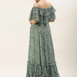 Ethnovog Ready To Wear Cream Georgette Digital Printed Gown image 3