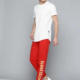 HRX By Hrithik Roshan Lifestyle Men High Risk Red Bio-Wash Typography Pure Cotton Joggers-picture-36
