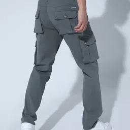 Hubberholme Men Grey Stretchable Slim Fit Solid Cargos image 5
