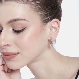 Estele Rose Gold-Plated Crystal Contemporary Drop Earrings-picture-41