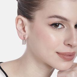 Estele Rose Gold-Plated Crystal Contemporary Drop Earrings-picture-39