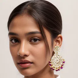aadita Gold-Plated Kundan-Studded & Beaded Contemporary Chandbalis-picture-16
