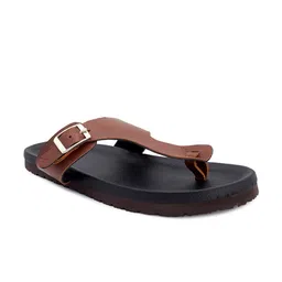 THE MADRAS TRUNK Men Black T-Strap Flats with Buckles image 4