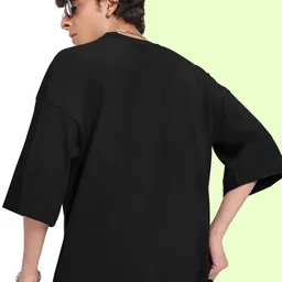 AUSK Graphic Printed Round Neck Drop Shoulder Sleeves Oversized Pure Cotton T-shirt image 4