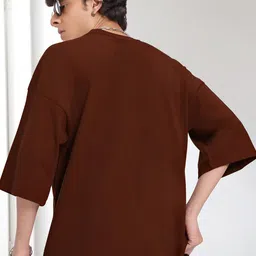 AUSK Graphic Printed Round Neck Drop-Shoulder Sleeves Pure Cotton Oversized T-shirt image 2