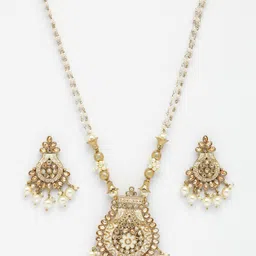 ADIVA Gold-Plated Stone Studded & Beaded Jewellery Set image 5