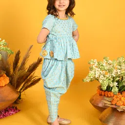 SAKA DESIGNS Girls Ethnic Motif Printed Angrakha Kurti with Dhoti Pants image 5