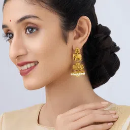 Kushal's Fashion Jewellery Gold-Plated Dome Shaped Jhumkas-picture-11