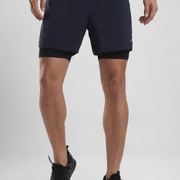 Reebok Men Navy Solid Running Essentials Two-in-One Shorts-picture-49