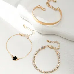 Jewels Galaxy Set Of 3 Crystals Gold-Plated Charm Bracelet image 3